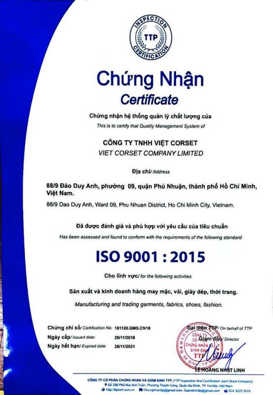 Giấy chứng nhận ISO9001:2015